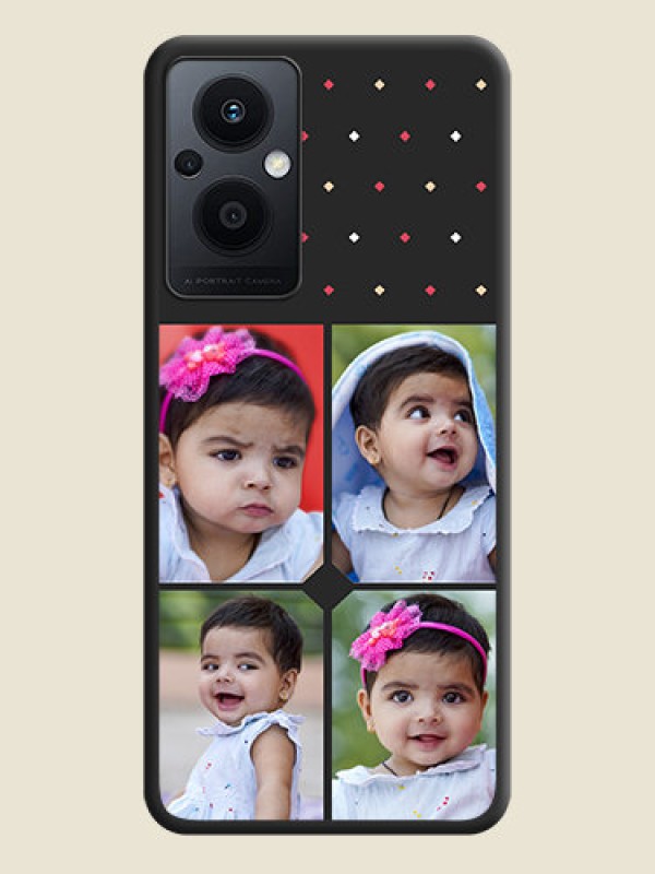 Custom Multicolor Dotted Pattern with 4 Image Holder on Space Black Custom Soft Matte Phone Cases - Oppo F21s Pro 5G