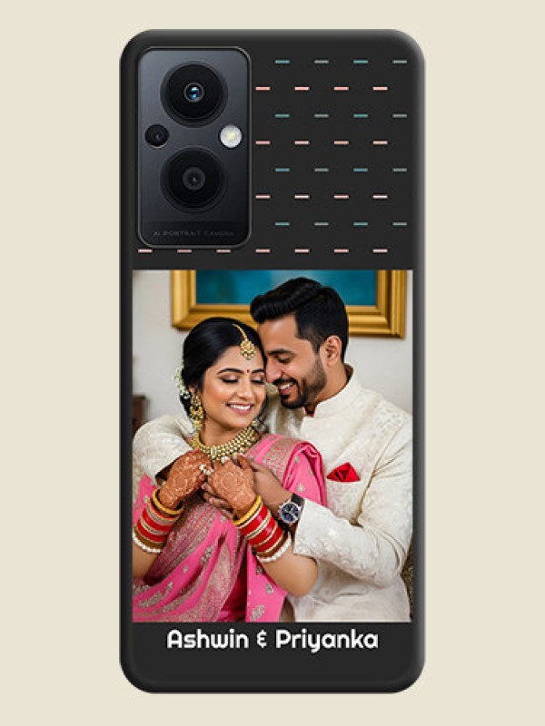 Custom Line Pattern Design with Text on Space Black Custom Soft Matte Phone Back Cover - Oppo F21s Pro 5G