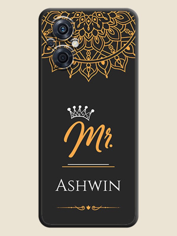 Custom Mr Name with Floral Design  on Personalised Space Black Soft Matte Cases - Oppo F21s Pro 5G