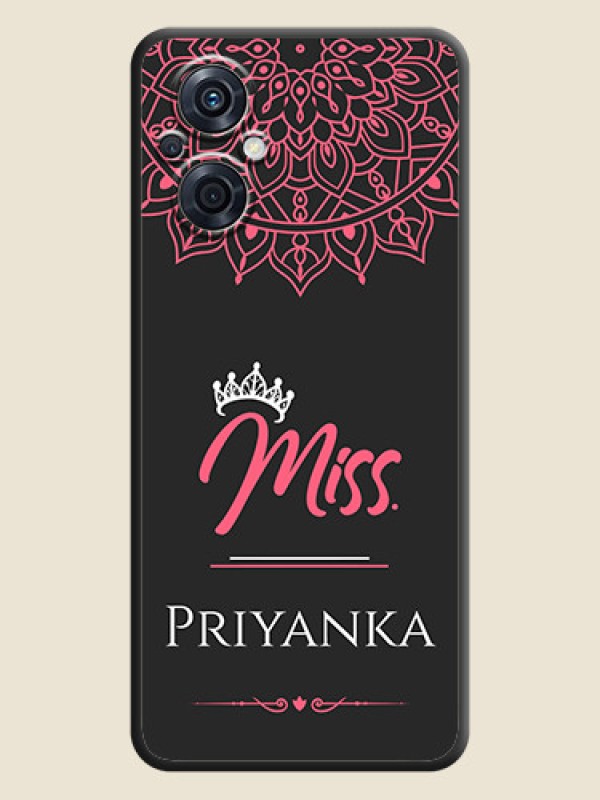 Custom Mrs Name with Floral Design on Space Black Personalized Soft Matte Phone Covers - Oppo F21s Pro 5G