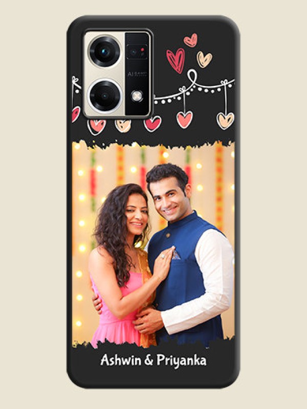 Custom Pink Love Hangings with Name on Space Black Custom Soft Matte Phone Cases - Oppo F21s Pro