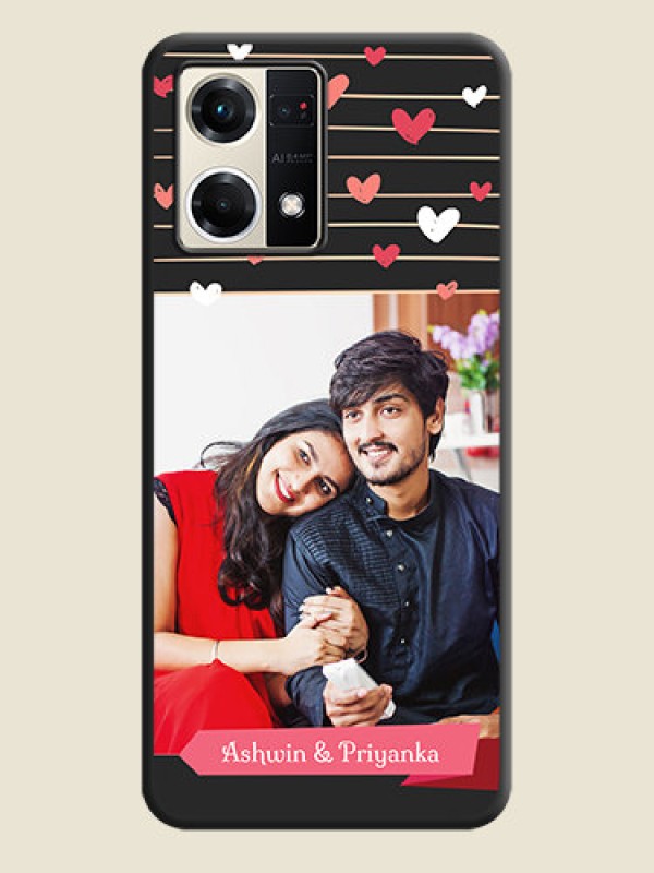 Custom Love Pattern with Name on Pink Ribbon  on Photo on Space Black Soft Matte Back Cover - Oppo F21s Pro