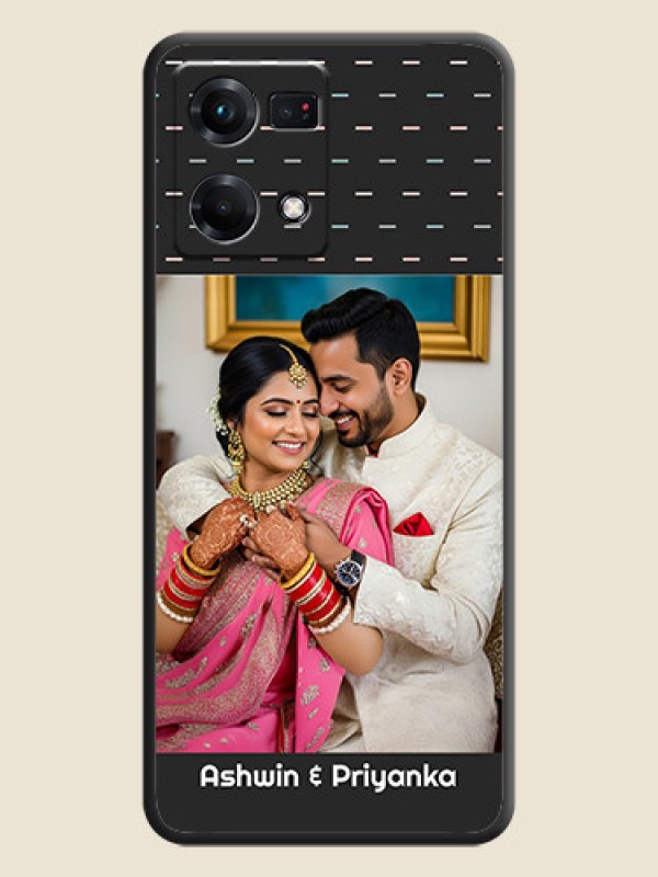 Custom Line Pattern Design with Text on Space Black Custom Soft Matte Phone Back Cover - Oppo F21s Pro