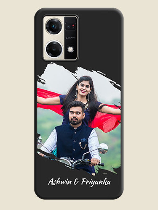 Custom Grunge Brush Strokes on Photo on Space Black Soft Matte Back Cover - Oppo F21s Pro