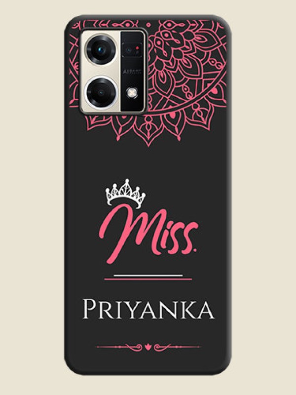 Custom Mrs Name with Floral Design on Space Black Personalized Soft Matte Phone Covers - Oppo F21s Pro