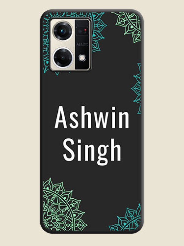 Custom Your Name with Floral Design on Space Black Custom Soft Matte Back Cover - Oppo F21s Pro