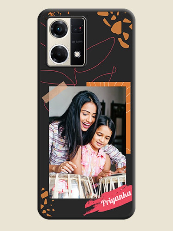 Custom Orange Photo Frame on Space Black Custom Soft Matte Phone Back Cover - Oppo F21s Pro