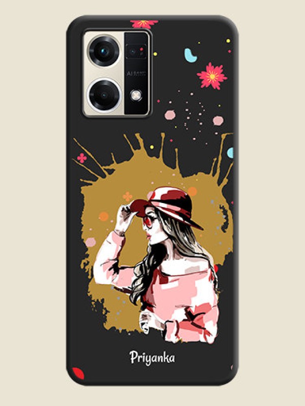 Custom Mordern Lady With Color Splash Background With Custom Text On Space Black Personalized Soft Matte Phone Covers -Oppo F21S Pro