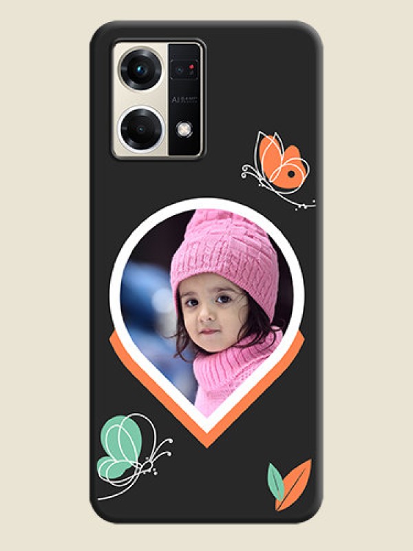 Custom Upload Pic With Simple Butterly Design On Space Black Personalized Soft Matte Phone Covers -Oppo F21S Pro