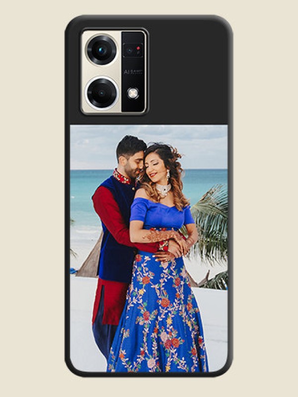 Custom Image Upload With Space Black Color On Custom Soft Matte Mobile Back Cover - Oppo F21S Pro