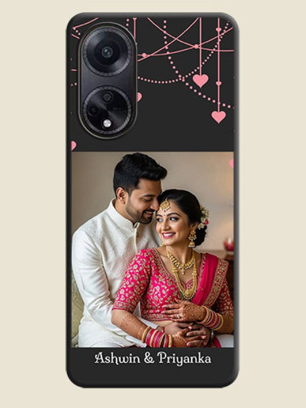 Custom Pink Love Hangings with Text on Space Black Custom Soft Matte Back Cover - Oppo F23 5G