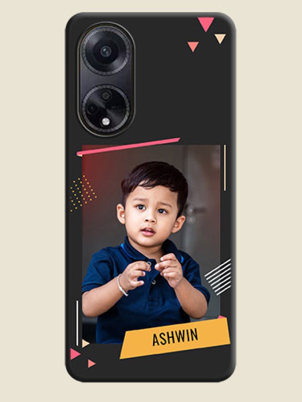 Custom Photo Frame with Triangle Small Dots - Photo on Space Black Soft Matte Back Cover - Oppo F23 5G