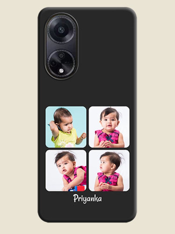 Custom Floral Art with 6 Image Holder - Photo on Space Black Soft Matte Mobile Case - Oppo F23 5G