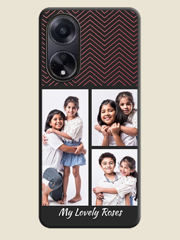 Custom Wave Pattern with 3 Image Holder on Space Black Custom Soft Matte Back Cover - Oppo F23 5G