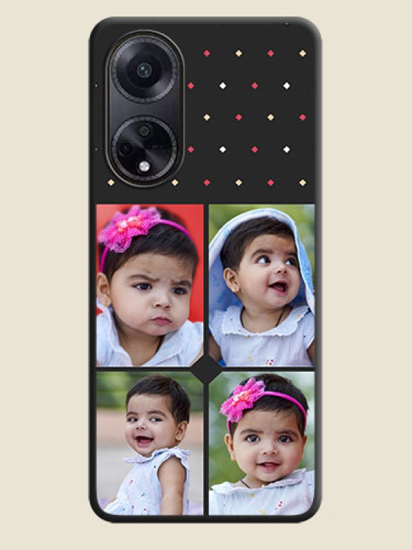 Custom Multicolor Dotted Pattern with 4 Image Holder on Space Black Custom Soft Matte Phone Cases - Oppo F23 5G