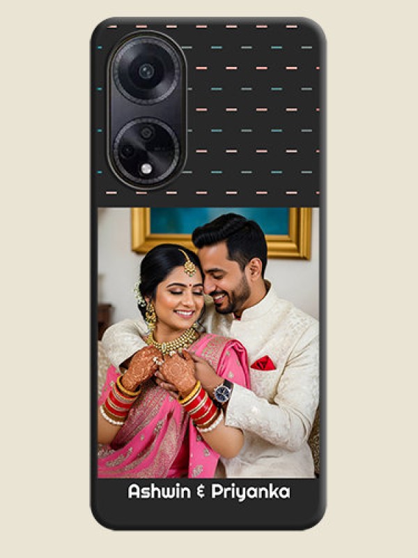 Custom Line Pattern Design with Text on Space Black Custom Soft Matte Phone Back Cover - Oppo F23 5G