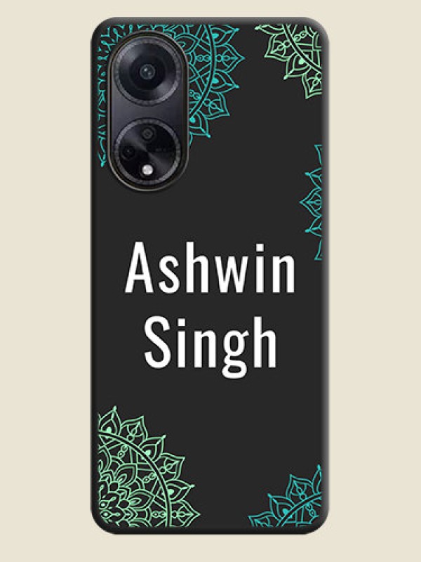 Custom Your Name with Floral Design on Space Black Custom Soft Matte Back Cover - Oppo F23 5G