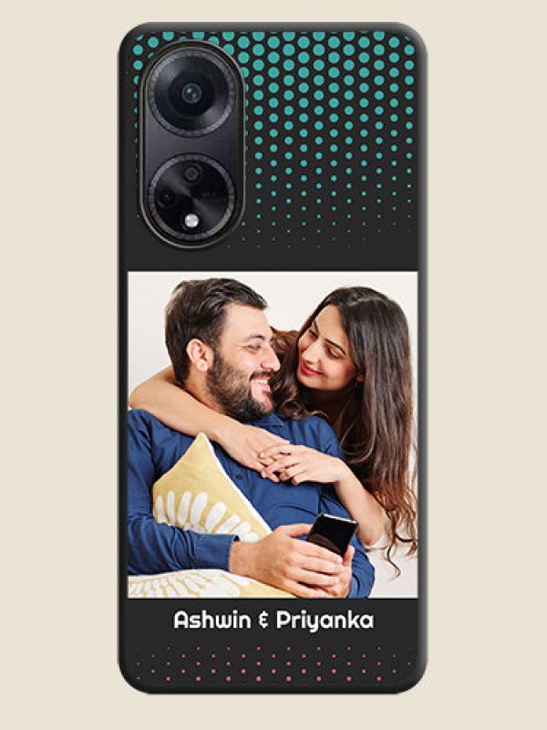 Custom Faded Dots with Grunge Photo Frame and Text on Space Black Custom Soft Matte Phone Cases - Oppo F23 5G