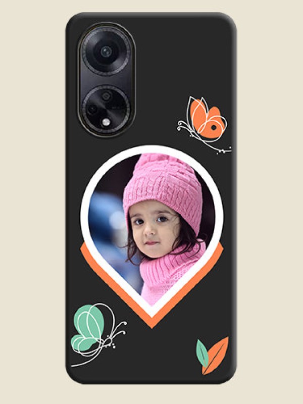 Custom Upload Pic With Simple Butterly Design On Space Black Personalized Soft Matte Phone Covers - Oppo F23 5G
