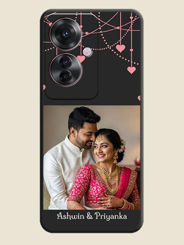 Custom Pink Love Hangings with Text On Space Black Custom Soft Matte Mobile Back Cover - Oppo F25 Pro 5G