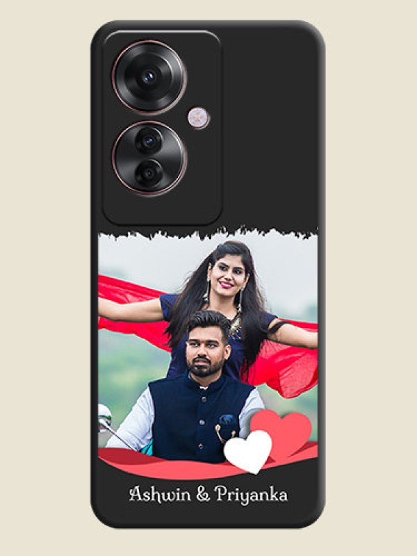 Custom Pin Color Love Shaped Ribbon Design with Text On Space Black Custom Soft Matte Mobile Back Cover - Oppo F25 Pro 5G