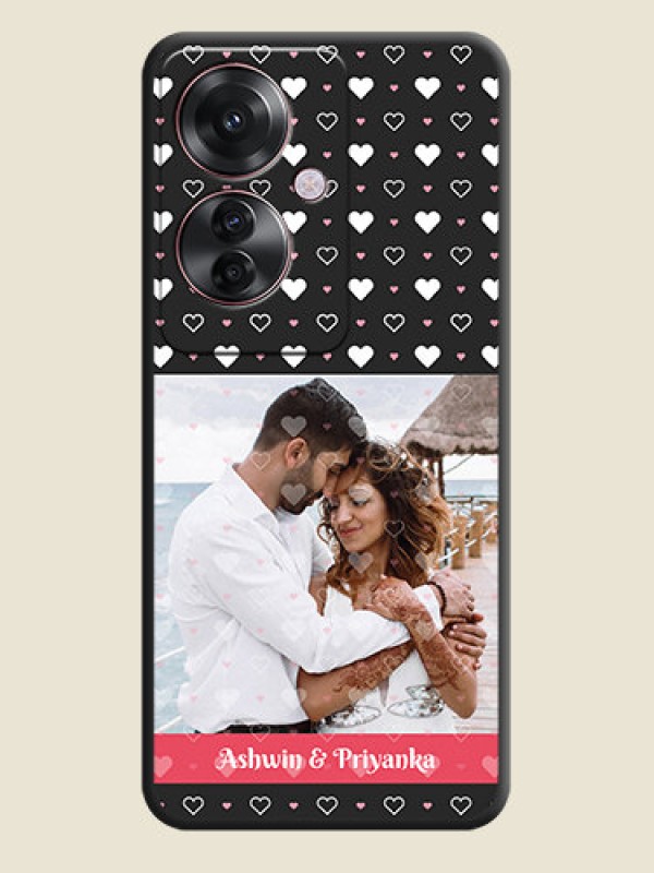 Custom White Color Love Symbols with Text Design on Photo On Space Black Custom Soft Matte Mobile Back Cover - Oppo F25 Pro 5G