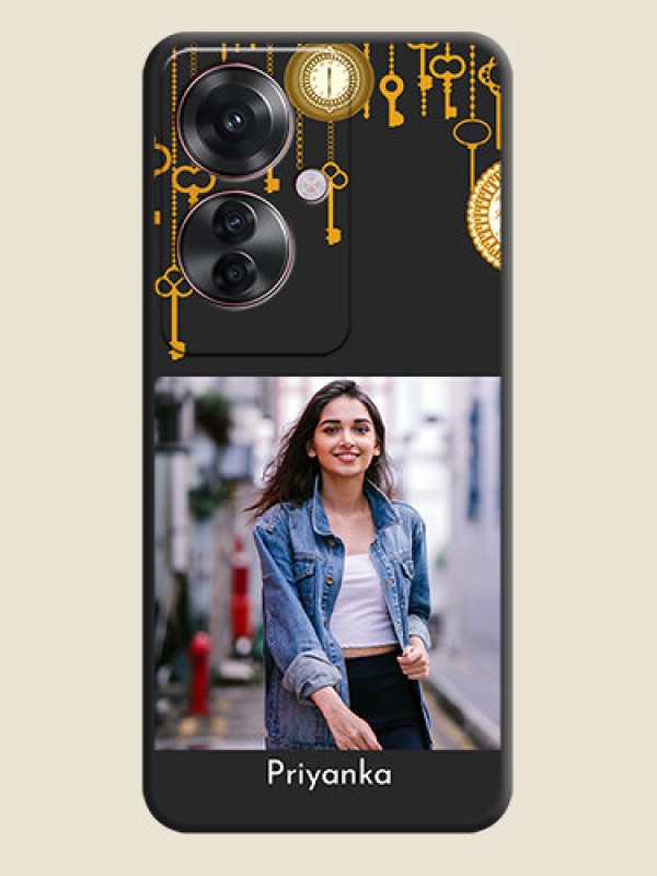 Custom Decorative Design with Text On Space Black Custom Soft Matte Mobile Back Cover - Oppo F25 Pro 5G