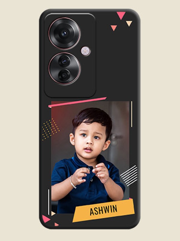 Custom Photo Frame with Triangle Small Dots on Photo On Space Black Custom Soft Matte Mobile Back Cover - Oppo F25 Pro 5G