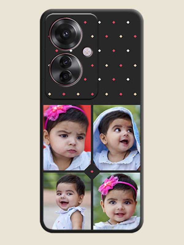 Custom Multicolor Dotted Pattern with 4 Image Holder On Space Black Custom Soft Matte Mobile Back Cover - Oppo F25 Pro 5G