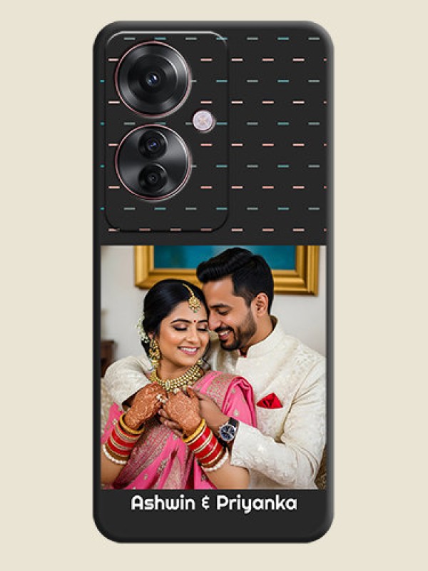 Custom Line Pattern Design with Text On Space Black Custom Soft Matte Mobile Back Cover - Oppo F25 Pro 5G