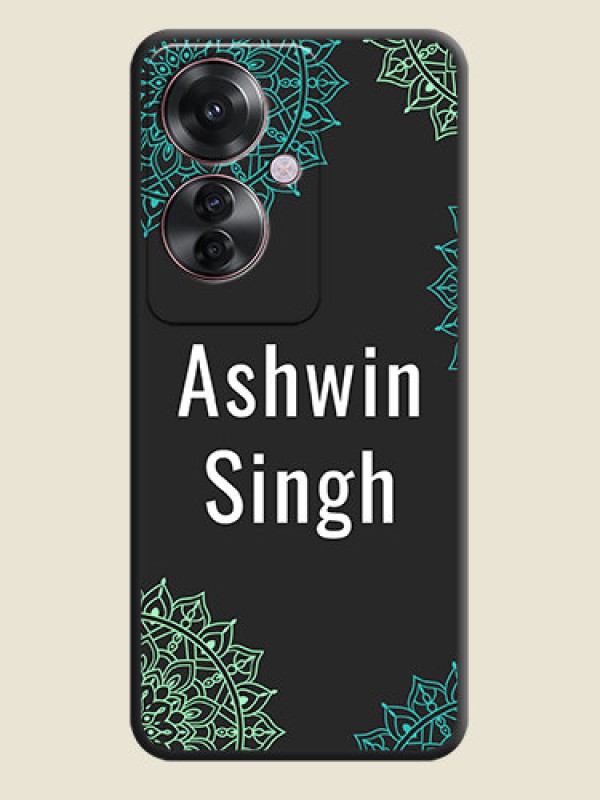 Custom Your Name with Floral Design On Space Black Custom Soft Matte Mobile Back Cover - Oppo F25 Pro 5G