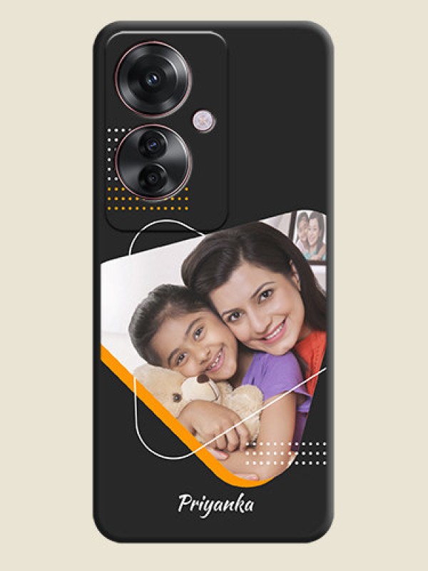 Custom Yellow Triangle on Photo On Space Black Custom Soft Matte Mobile Back Cover - Oppo F25 Pro 5G