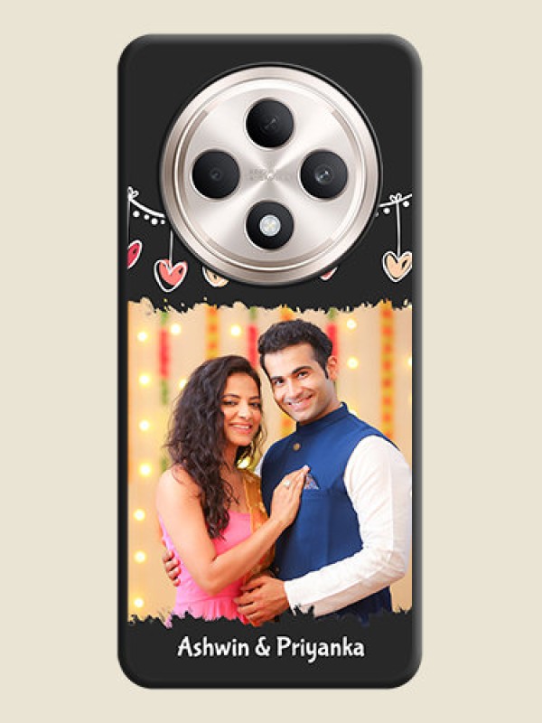 Custom Pink Love Hangings with Name On Space Black Custom Soft Matte Mobile Back Cover - Oppo F27 5G