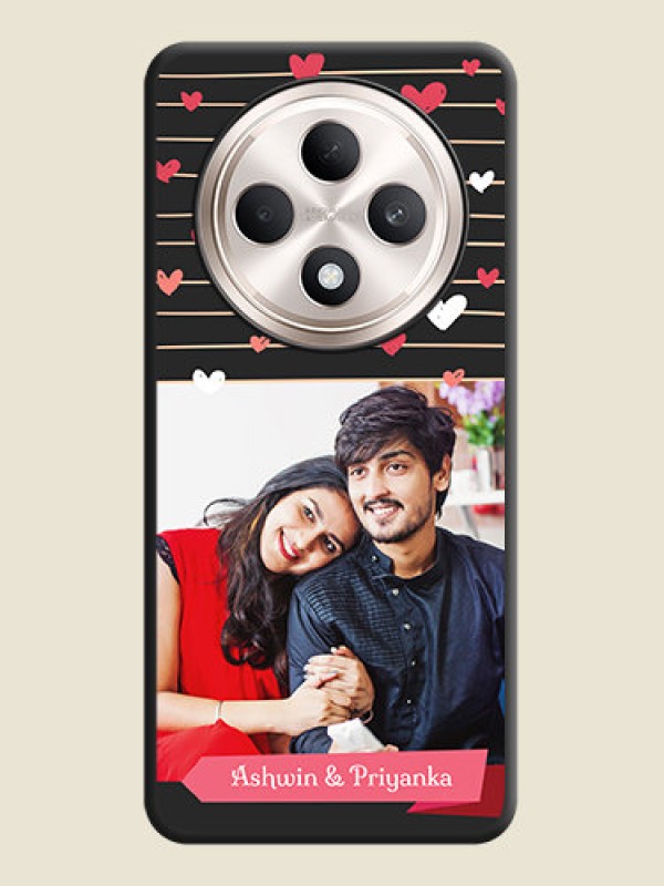 Custom Love Pattern with Name on Pink Ribbon on Photo On Space Black Custom Soft Matte Mobile Back Cover - Oppo F27 5G