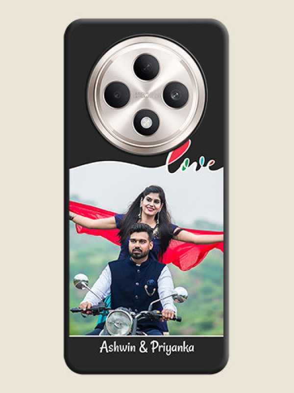 Custom Fall in Love Pattern with Picture on Photo On Space Black Custom Soft Matte Mobile Back Cover - Oppo F27 5G