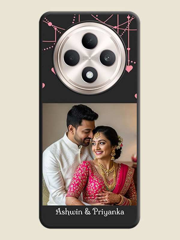 Custom Pink Love Hangings with Text On Space Black Custom Soft Matte Mobile Back Cover - Oppo F27 5G