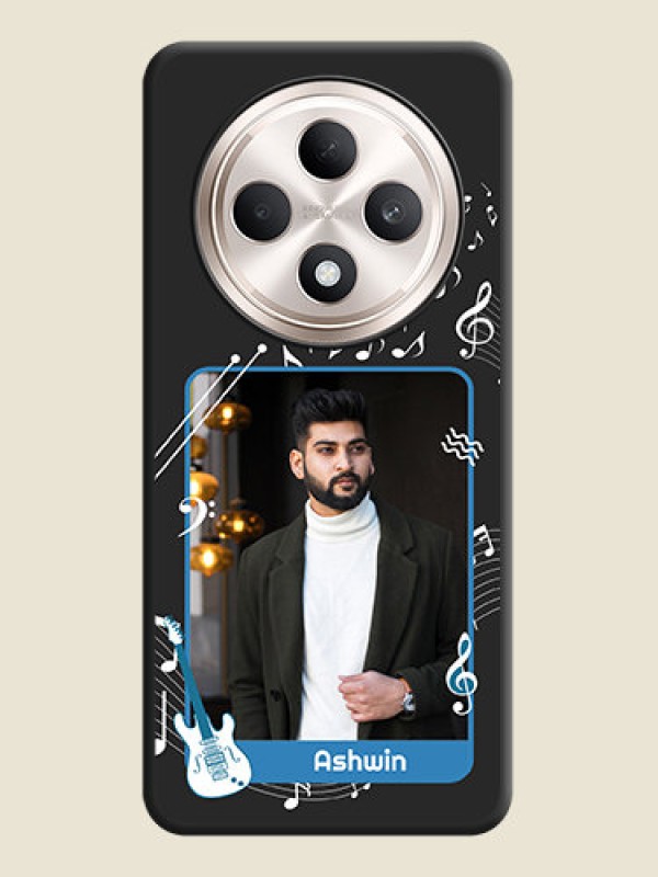 Custom Musical Theme Design with Text on Photo On Space Black Custom Soft Matte Mobile Back Cover - Oppo F27 5G