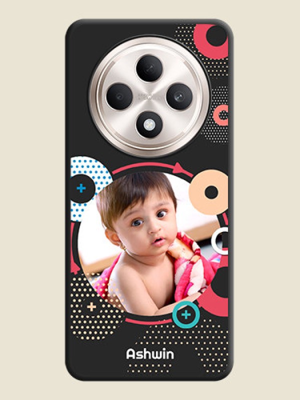 Custom Multicoloured Round Image On Space Black Custom Soft Matte Mobile Back Cover - Oppo F27 5G