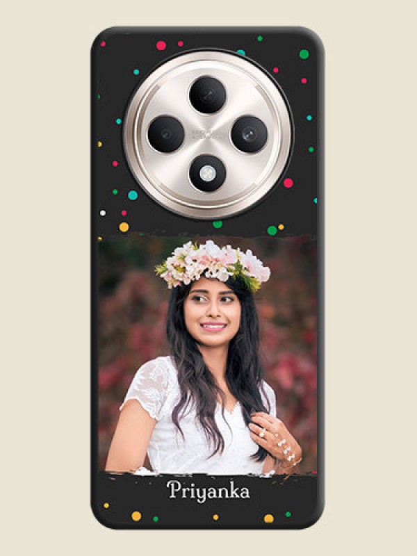 Custom Multicolor Dotted Pattern with Text On Space Black Custom Soft Matte Mobile Back Cover - Oppo F27 5G