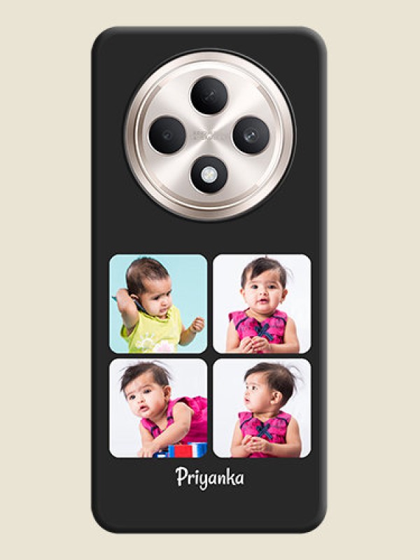 Custom Floral Art with 6 Image Holder on Photo On Space Black Custom Soft Matte Mobile Back Cover - Oppo F27 5G