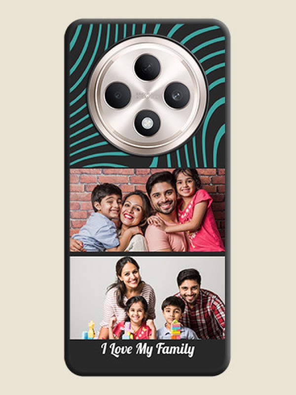 Custom Wave Pattern with 2 Image Holder On Space Black Custom Soft Matte Mobile Back Cover - Oppo F27 5G