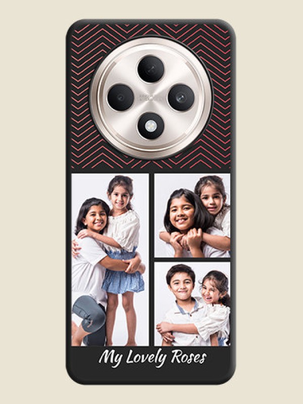 Custom Wave Pattern with 3 Image Holder On Space Black Custom Soft Matte Mobile Back Cover - Oppo F27 5G