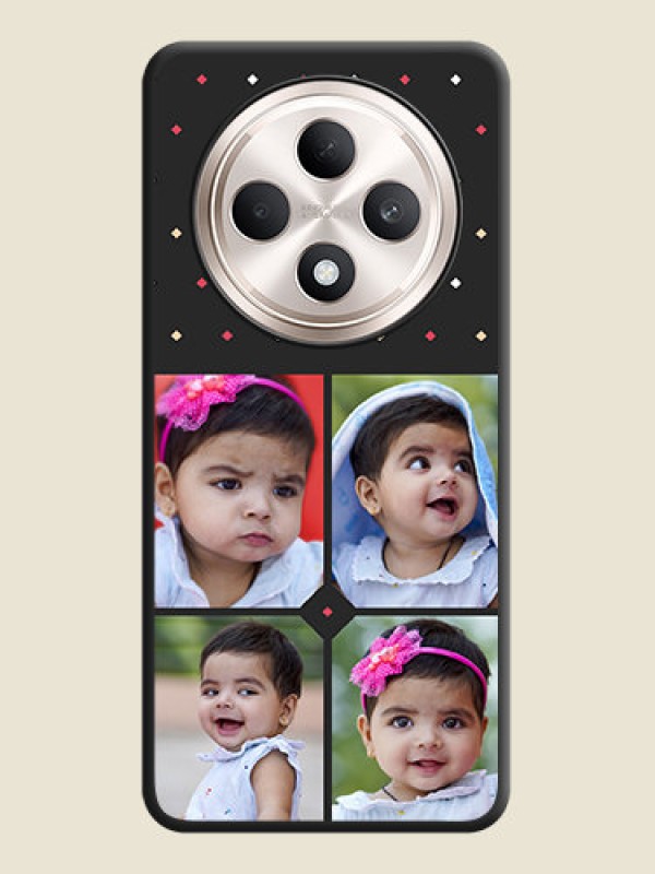 Custom Multicolor Dotted Pattern with 4 Image Holder On Space Black Custom Soft Matte Mobile Back Cover - Oppo F27 5G