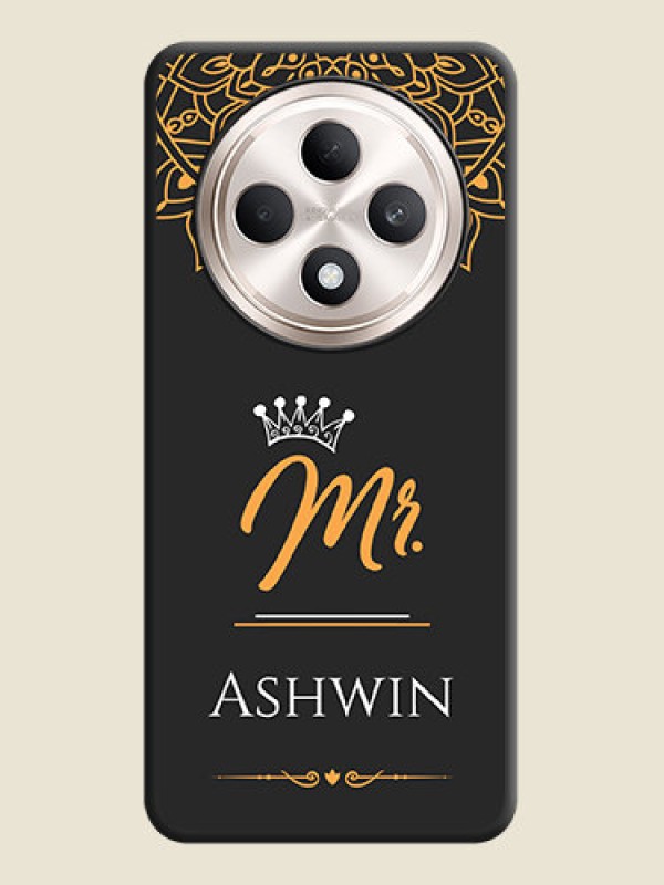 Custom Mr Name with Floral Design On Space Black Custom Soft Matte Mobile Back Cover - Oppo F27 5G