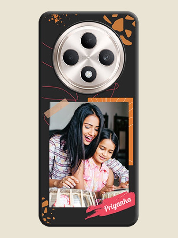 Custom Orange Photo Frame On Space Black Custom Soft Matte Mobile Back Cover - Oppo F27 5G