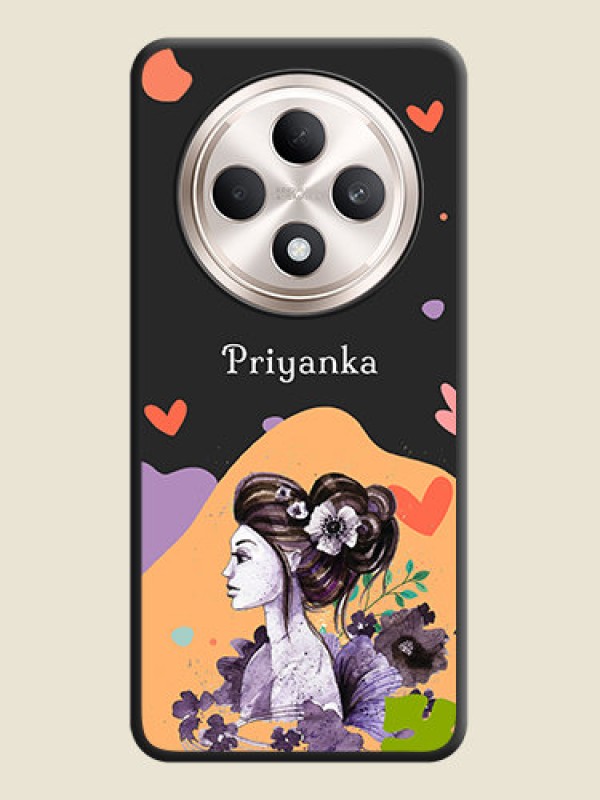 Custom Namecase For Her With Fancy Lady Image On Space Black Custom Soft Matte Mobile Back Cover - Oppo F27 5G