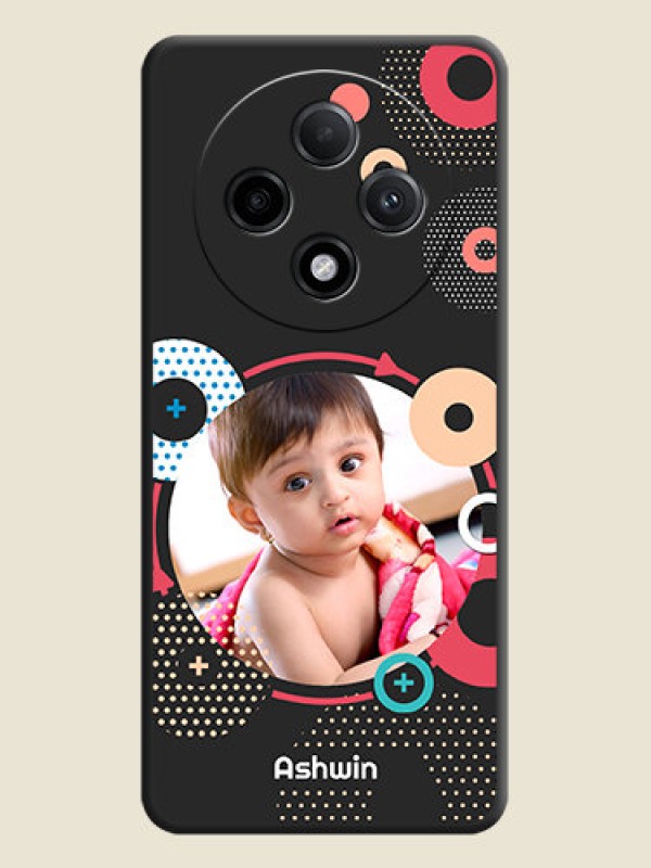 Custom Multicoloured Round Image On Space Black Custom Soft Matte Mobile Back Cover - Oppo F27 Pro Plus 5G