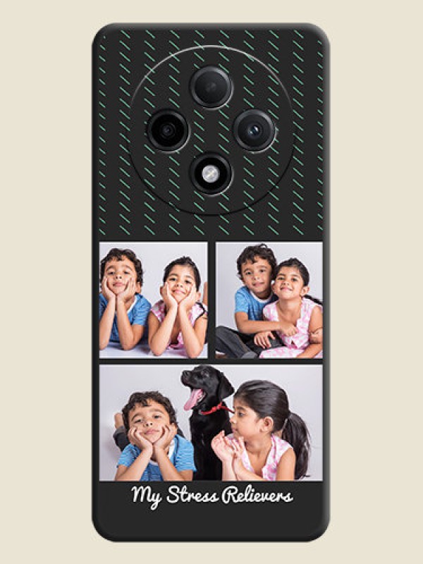 Custom Cross Dotted Pattern with 2 Image Holder On Space Black Custom Soft Matte Mobile Back Cover - Oppo F27 Pro Plus 5G
