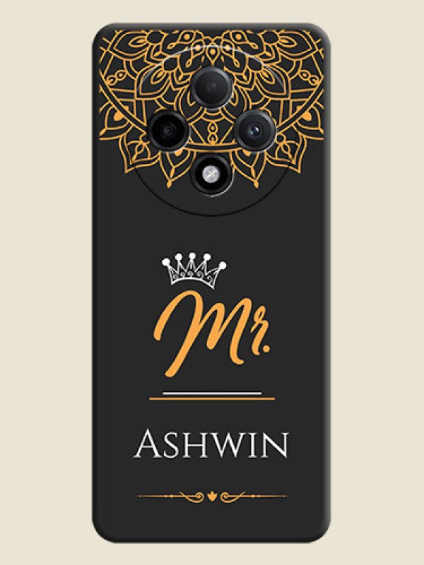Custom Mr Name with Floral Design On Space Black Custom Soft Matte Mobile Back Cover - Oppo F27 Pro Plus 5G