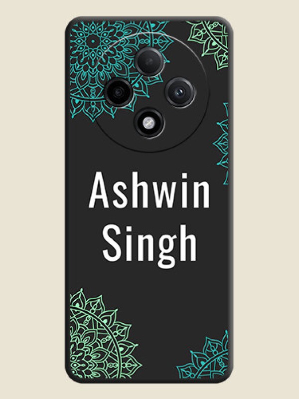 Custom Your Name with Floral Design On Space Black Custom Soft Matte Mobile Back Cover - Oppo F27 Pro Plus 5G
